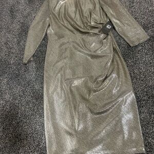Vince Camuto Shimmering Silver Long Sleeve Dress